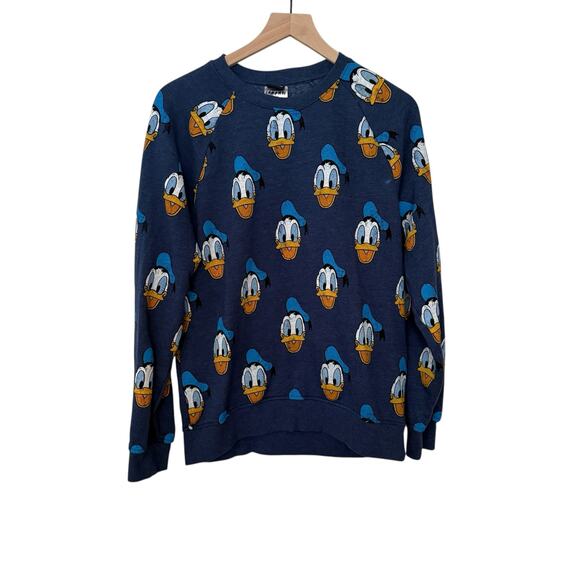 Disney Donald Duck All Over Print Crewneck Sweatshirt Blue Unisex Size Medium - Picture 2 of 8
